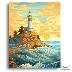 Coastal Lighthouse Sunset Glow - Paint by Numbers Kit