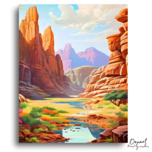 Colorful Canyon Oasis - Paint by Numbers Kit