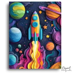 Colorful Rocket Launch - Paint by Numbers Kit