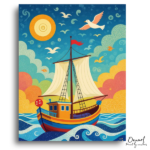Colorful Sailboat Adventure - Paint by Numbers Kit