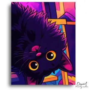 Curious Black Cat's Gaze - Paint by Numbers Kit