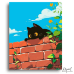 Curious Cat on Brick Wall - Paint by Numbers Kit