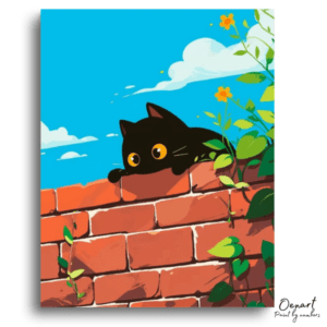 Curious Cat on Brick Wall - Paint by Numbers Kit