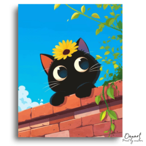 Cute Cat with Sunflower - Paint by Numbers Kit
