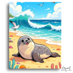 Cute Seal Beach Day - Paint by Numbers Kit