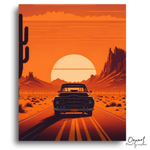 Desert Highway Sunset Drive - Paint by Numbers Kit