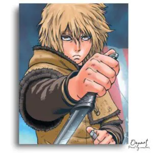 Determined Boy Holding Blade - Paint by Numbers Kit
