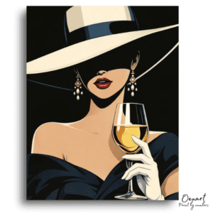 Elegant Lady with Wine - Paint by Numbers Kit