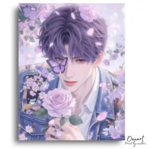 Enchanting Boy with Lavender Blooms - Paint by Numbers Kit