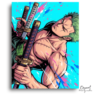 Fierce Green-Haired Swordsman - Paint by Numbers Kit
