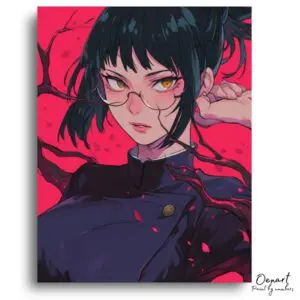Fiery-Eyed Girl with Glasses - Paint by Numbers Kit