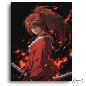 Fiery Red Haired Swordsman - Paint by Numbers Kit