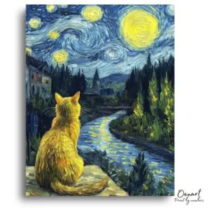Ginger Cat's Starry Night - Paint by Numbers Kit