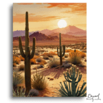 Golden Desert Sunset Cacti - Paint by Numbers Kit