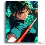 Green-Haired Warrior with Glasses - Paint by Numbers Kit