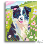 Happy Border Collie Bloom - Paint by Numbers Kit