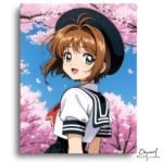 Happy Girl Cherry Blossom Spring - Paint by Numbers Kit