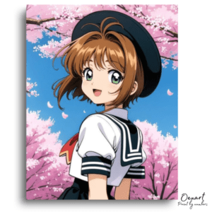 Happy Girl Cherry Blossom Spring - Paint by Numbers Kit