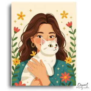 Joyful Pet Portrait with Flowers - Paint by Numbers Kit