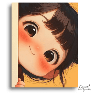 Kawaii Peeking Girl Fun - Paint by Numbers Kit