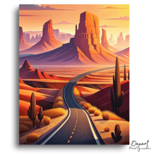 Majestic Desert Road Landscape - Paint by Numbers Kit