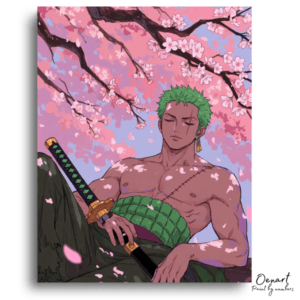 Meditating Swordsman Amidst Cherry Blossoms - Paint by Numbers Kit