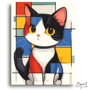 Mondrian Cat Art Abstract - Paint by Numbers Kit