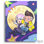 Moonlit Chibi Couple Stargazing - Paint by Numbers Kit