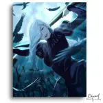Moonlit Scythe Girl with Crows - Paint by Numbers Kit