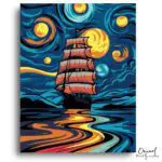Moonlit Ship's Starry Voyage - Paint by Numbers Kit