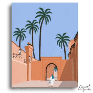 Moroccan Archway & Palm Trees - Paint by Numbers Kit