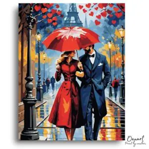 Parisian Love in the Rain - Paint by Numbers Kit