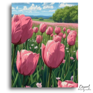 Pink Tulip Field Bliss - Paint by Numbers Kit