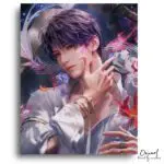 Purple-Haired Mystic with Flowers - Paint by Numbers Kit