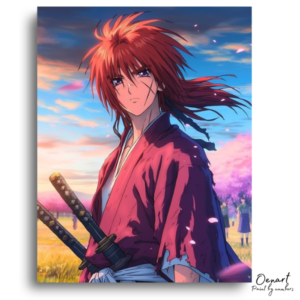 Red-Haired Swordsman Cherry Blossoms - Paint by Numbers Kit