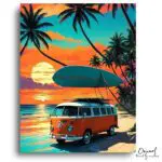 Retro Beach Van Sunset Drive - Paint by Numbers Kit