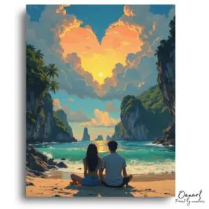 Romantic Sunset Beach Heart - Paint by Numbers Kit