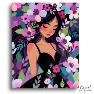 Serene Floral Beauty Portrait - Paint by Numbers Kit