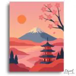 Serene Fuji Pagoda Sunset - Paint by Numbers Kit