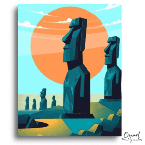 Serene Moai Sunset - Paint by Numbers Kit