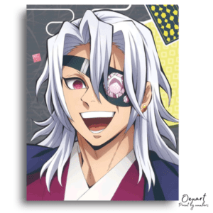 Smiling White-Haired Eyepatch Figure - Paint by Numbers Kit