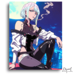 Smoking Girl Neon Cityscape - Paint by Numbers Kit