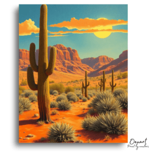 Sunny Desert Saguaro Landscape - Paint by Numbers Kit