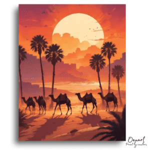 Sunset Desert Camel Caravan - Paint by Numbers Kit
