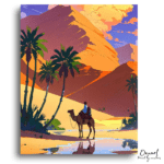 Sunset Oasis Camel Ride - Paint by Numbers Kit
