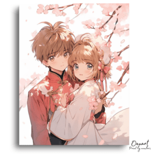Sweet Embrace Under Cherry Blossoms - Paint by Numbers Kit
