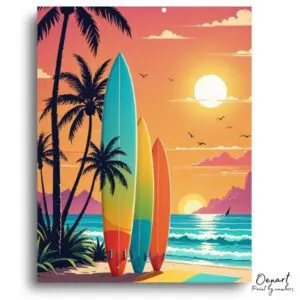 Tropical Sunset Surfboards - Paint by Numbers Kit