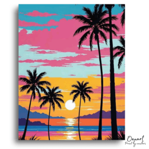 Vibrant Beach Sunset Palms - Paint by Numbers Kit