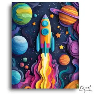 Vibrant Cosmic Launch - Paint by Numbers Kit
