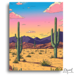 Vibrant Desert Cacti Sunset - Paint by Numbers Kit
